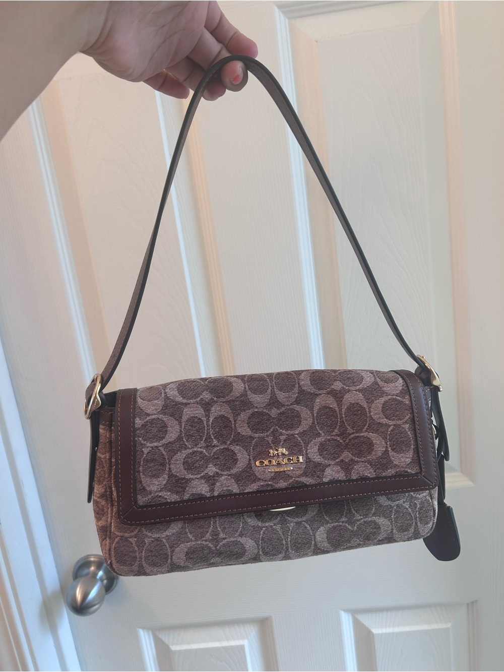 Coach Brown Signature Monogram Shoulder Bag